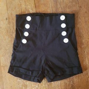Vintage high waisted black sailor shorts
